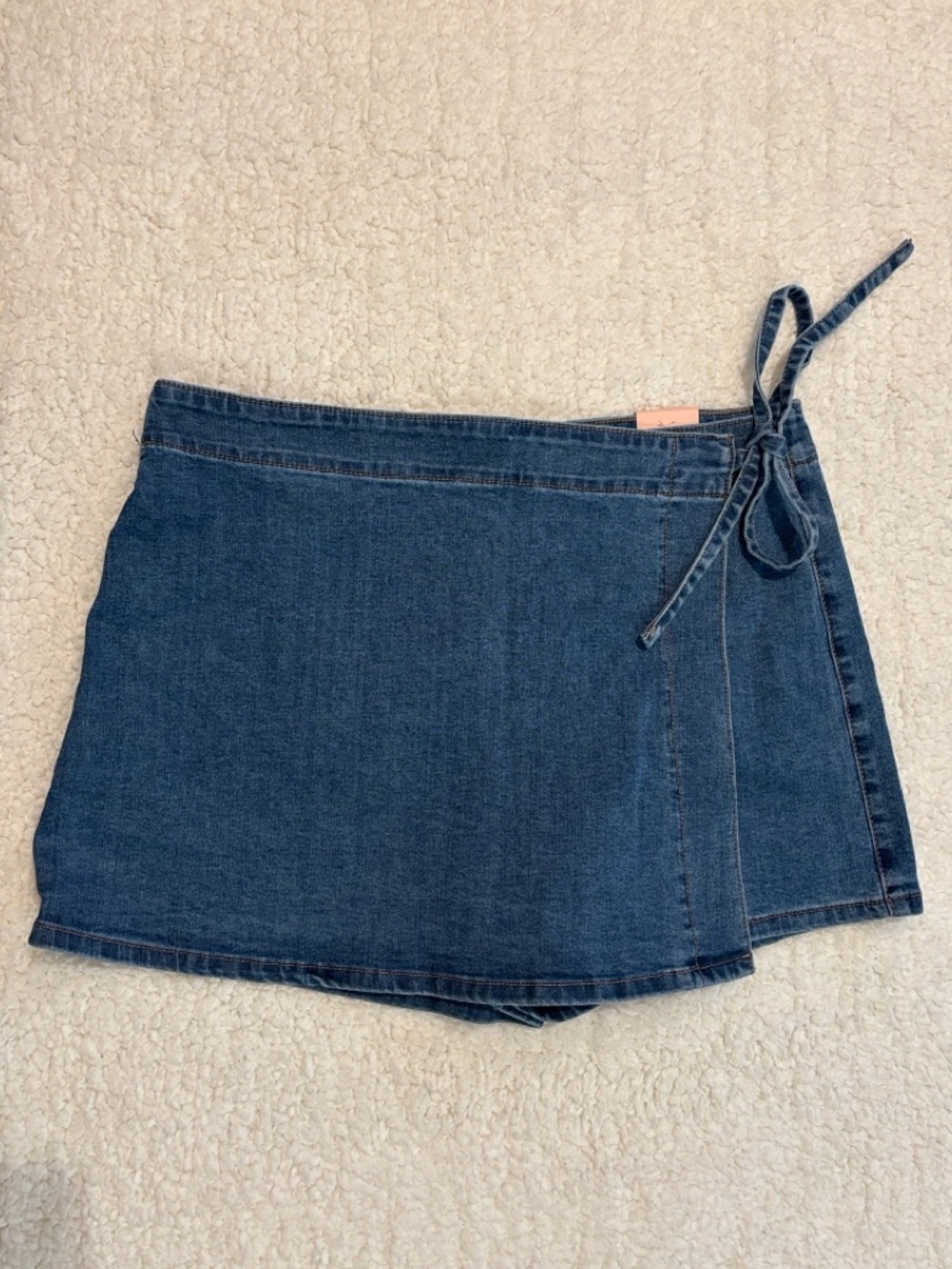 Celebrity Pink Blue Denim Tie-Waist Wrap Skort